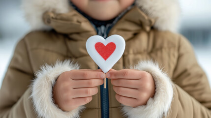 A young Inuit child holds a heart symbolizing love for their culture and Arctic home