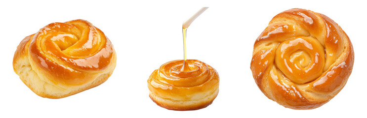 Sweet Honey Drizzled Rose Pastries Isolated on transparent background