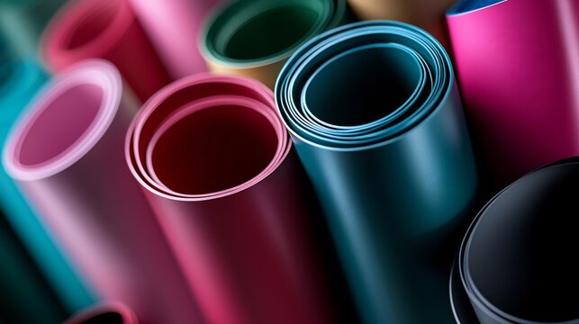 Colorful Rolled Cylinders of Various Heights - Powered by Adobe