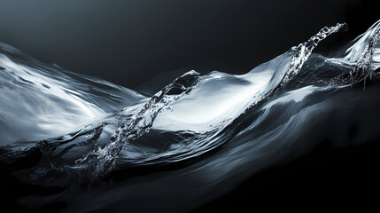 Mysterious ocean waves in monochrome artistic photo. reflection of light on dark water surface. Moody Monochrome. Illustration