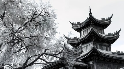 Fototapeta premium Wall_art_Art_prints_chinese_temple_fantasy_background
