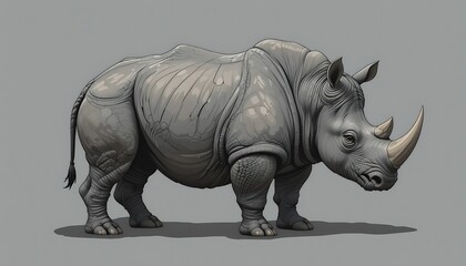 Fototapeta premium A Detailed Illustration Of A Single Rhinoceros