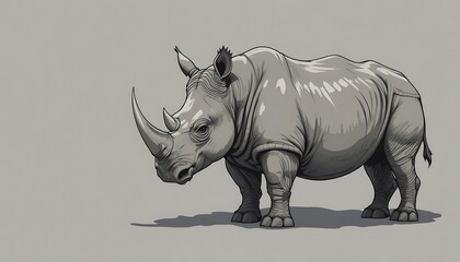 Fototapeta premium A Detailed Illustration Of A Single White Rhinoceros