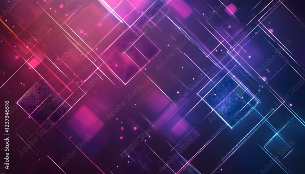 Poster abstract geometric design with glowing lines and shapes