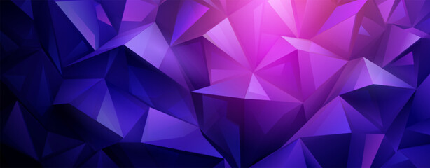 Obraz premium Vibrant abstract crystal background featuring a mosaic of interconnected purple triangles, creating a dynamic, geometric pattern with varying shades and depth.