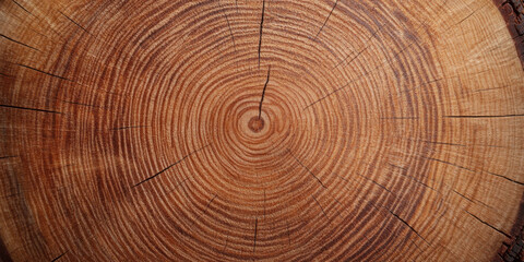 Naklejka premium Natural wood texture with distinct growth rings and warm tones, showcasing beauty of nature patterns. Ideal for design and decoration projects