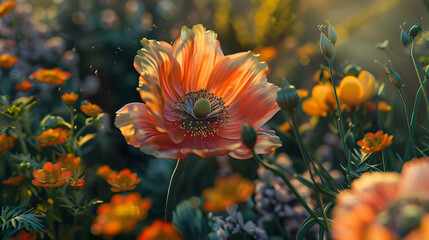 A vibrant garden filled with colorful flowers, showcasing nature's beauty and tranquility.