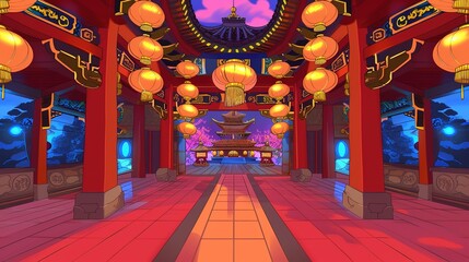 Obraz premium Digital_artwork_Art_prints_chinese_temple_fantasy_