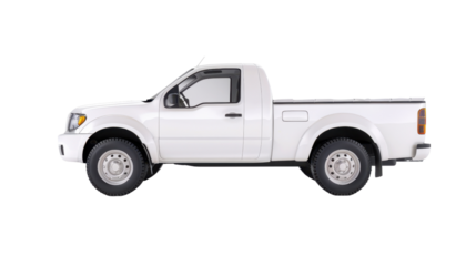 White pickup truck isolated on transparent background, ideal for mockups