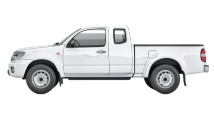 White pickup truck isolated on transparent background