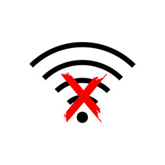no wifi connection, no wireless connection icon sign