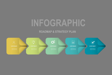 business concept with 5 steps, multicolor shape ,design for workflow layout, diagram, annual report, web design. vector
