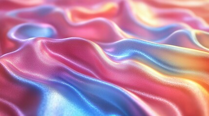 Fototapeta premium Abstract iridescent fabric waves flow smoothly