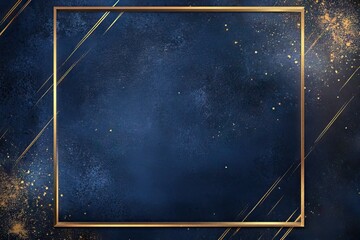 Abstract Dark Blue Textured Background with Golden Frame - AI generated illustration