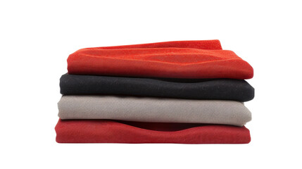 Stack of folded clothes on transparent background