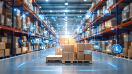 A high-tech automated approach to warehouse management, where digital technologies play a key role in enhancing the efficiency and accuracy of logistics operations