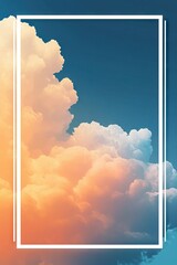 Blue and Orange Gradient Background with White Rectangular Frame. AI generated illustration