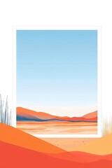 Sky Blue and Orange Gradient Background with White Rectangular Frame. AI generated illustration