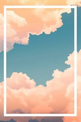Blue and Orange Gradient Background with White Rectangular Frame. AI generated illustration