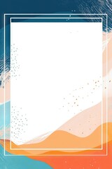 Sky Blue and Orange Gradient Background with White Rectangular Frame. AI generated illustration
