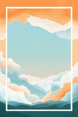 Sky Blue and Orange Gradient Background with White Rectangular Frame. AI generated illustration