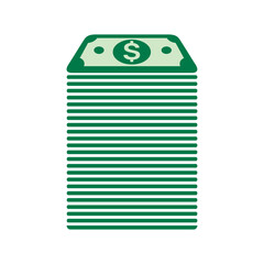 Flat style vector illustration of a stack of American dollar bills representing paper money