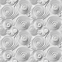 Fototapeta premium Seamless pattern, topographic illustration. White paper cut decoration textured with wavy layers 3d topography relief background.