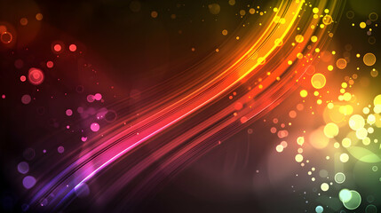 Obraz premium Colorful abstract background with flowing lines and bokeh effects for design purposes.