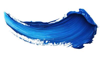 Dynamic blue paint stroke on transparent background