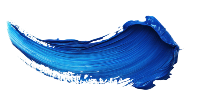 Dynamic blue paint stroke on transparent background