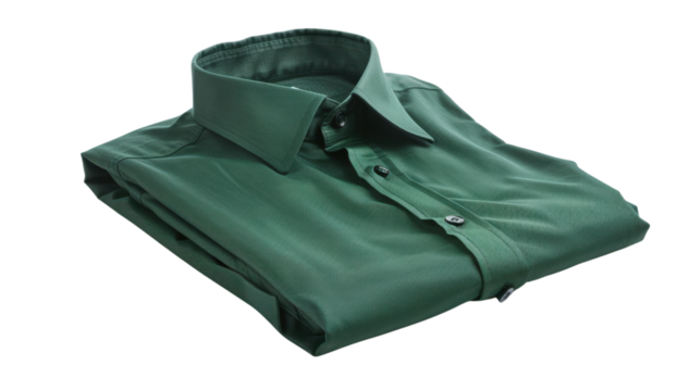 Folded green shirt isolated on transparent background