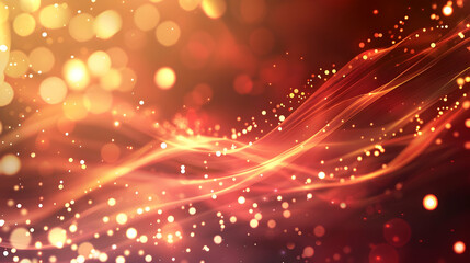 Obraz premium Abstract background with flowing lines and glowing particles in warm colors.