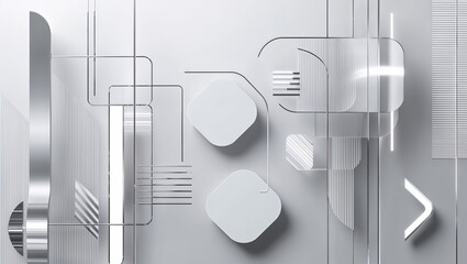 Geometric shapes and lines create a striking abstract composition.