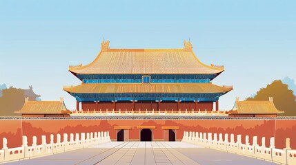 Fototapeta premium Digital_painting_freepik_ancient_chinese_architecture