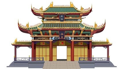 Fototapeta premium Digital_painting_freepik_ancient_chinese_architecture