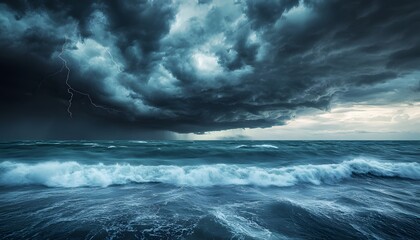 Fototapeta premium Dramatic Storm Clouds over a Turbulent Ocean