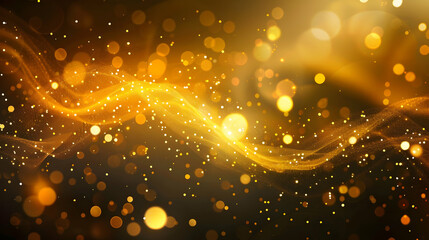 Obraz premium A vibrant golden abstract background with swirling light and sparkling particles.