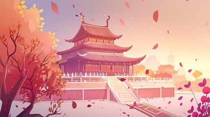 Fototapeta premium Fantasy_landscape_Art_prints_chinese_temple_fantasy