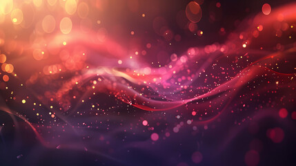 A vibrant abstract background with flowing waves and sparkling lights.