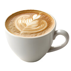 Cup of coffee latte isolated on white backgroud with clipping path