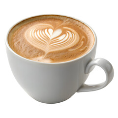 Cup of coffee latte isolated on white backgroud with clipping path
