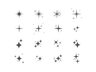 sparkle star icon, star sparkle vectors, Shining sparkle icon, Blink twinkle, sunburst star shapes collection. Abstract magic light flare, vector stars icon templates pack isolated on white background