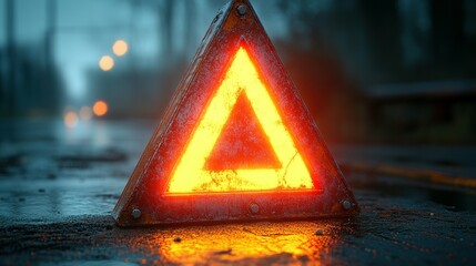 Illuminated Emergency Triangle Roadside Warning Sign