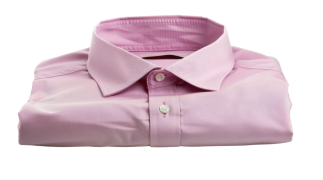 Folded pink dress shirt isolated on transparent background