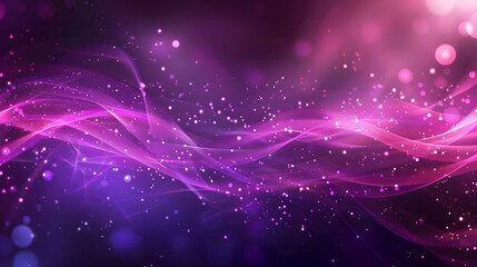 Abstract digital artwork featuring flowing waves of purple and pink with sparkling effects.