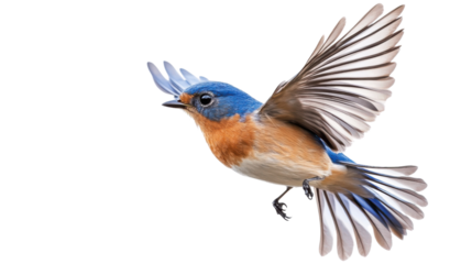 Eastern bluebird flying with transparent background