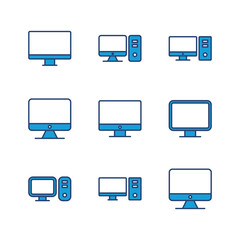 Computer icon set. computer monitor icon vector.