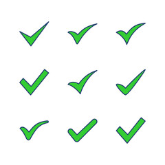 Check mark icon set. Check mark icon. Tick mark symbol vector