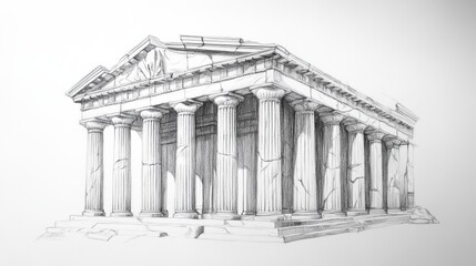 Obraz premium A pencil sketch of a classical Greek temple,