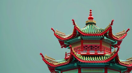 Naklejka premium Pagoda_Oriental_chinese_temple_fantasy_background